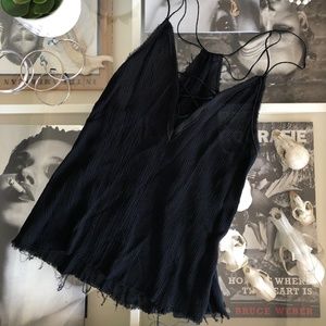 Sleeveless Black Chiffon Top